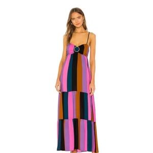 Show Me Your MuMu Pink and Black Tiered Maxi Sundress